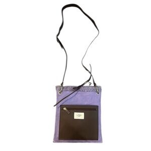 UGG Lavender Suede Crossbody Pocket Messenger Bag – Shearling Interior